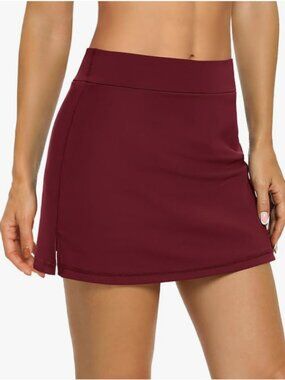 LouKeith Tennis Skirts for Women Golf Athletic Activewear Skorts Burgundy